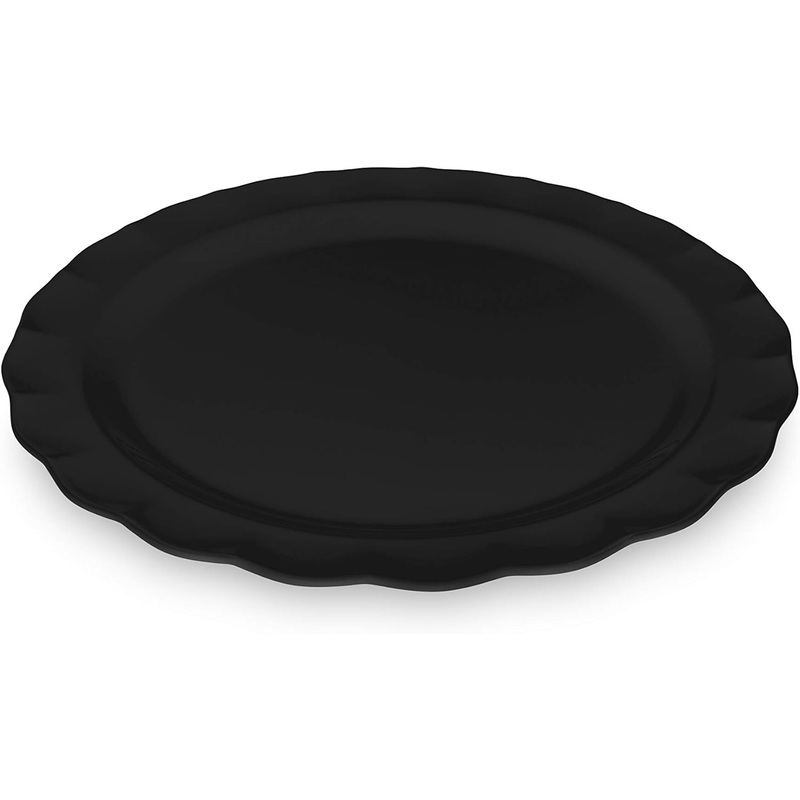 Harmony Melamine Horeca Big Serving Flower Plate -51cmX3.3cm-Black