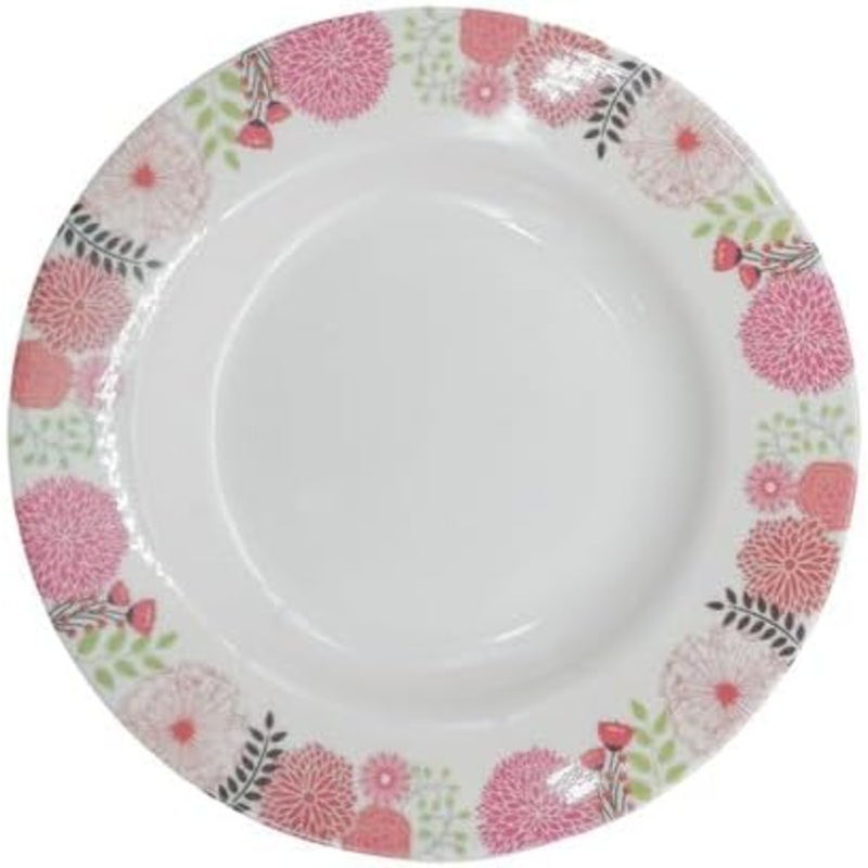 Kitchenmark Melamine Round Soup Plate-19CM-White&Pink