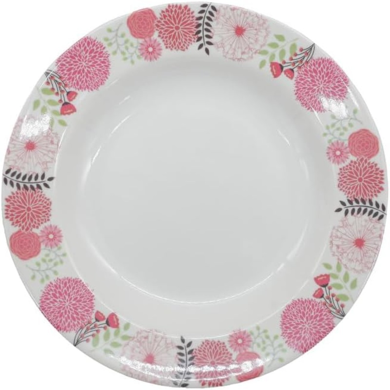 Kitchenmark Melamine Round Soup Plate-29CM-White&Pink