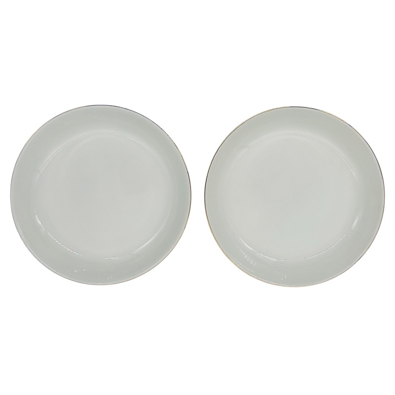 Minh Choice 2pc Porcelain  Soup Plate 7", White and Gold Rim