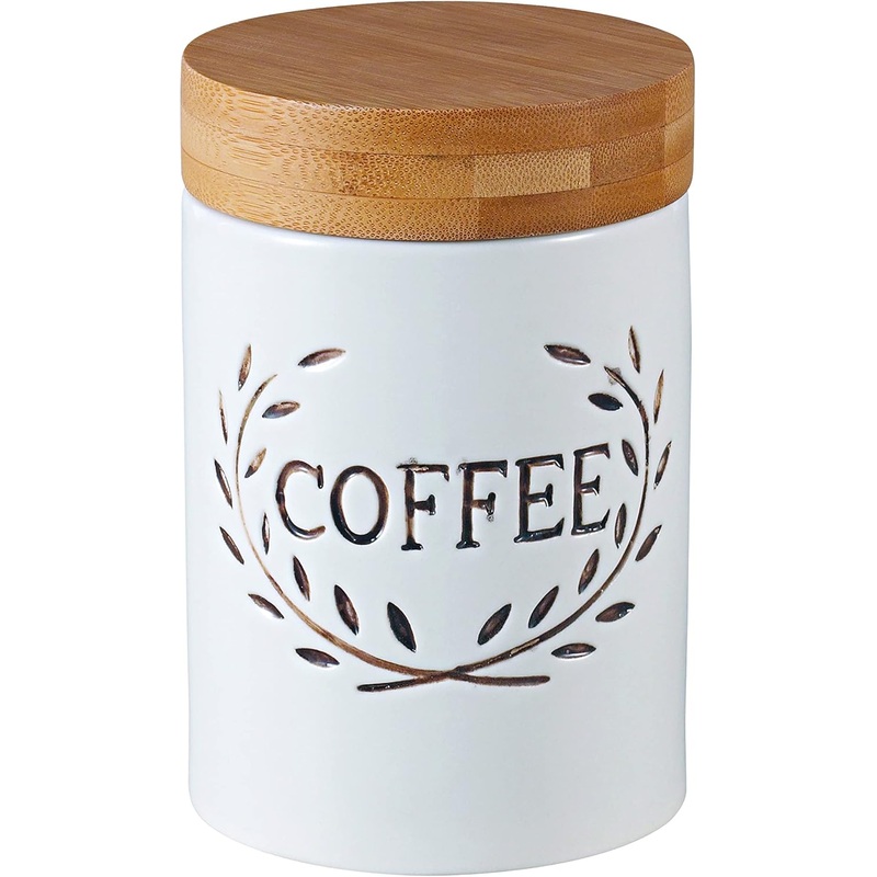 Orchid Ceramic Storage Jars Kitchen Food Container with Lid Porcelain Canister for Cookies, Oats & Salt. (Coffee)