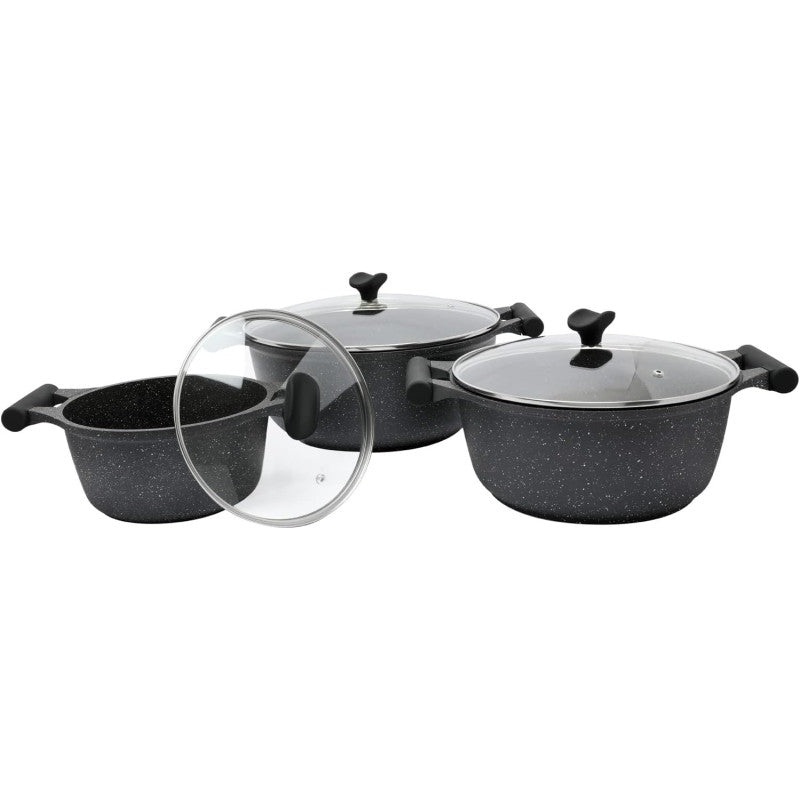 PRESTIGE Cast Aluminum Ceramic Non-Stick Cookware Set 6pcs Include Casserole with Lid- 20cm, 26cm, 30cm