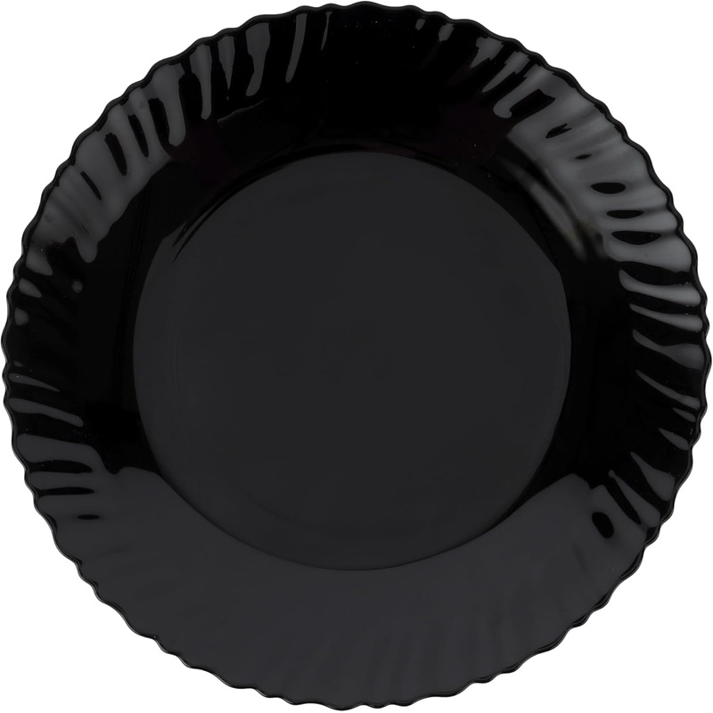 Royalford Opalware Dinner Plates RF11901 Serving Plates, Rice Plates, Dishwasher Safe, Microwave Safe-27CM-Black