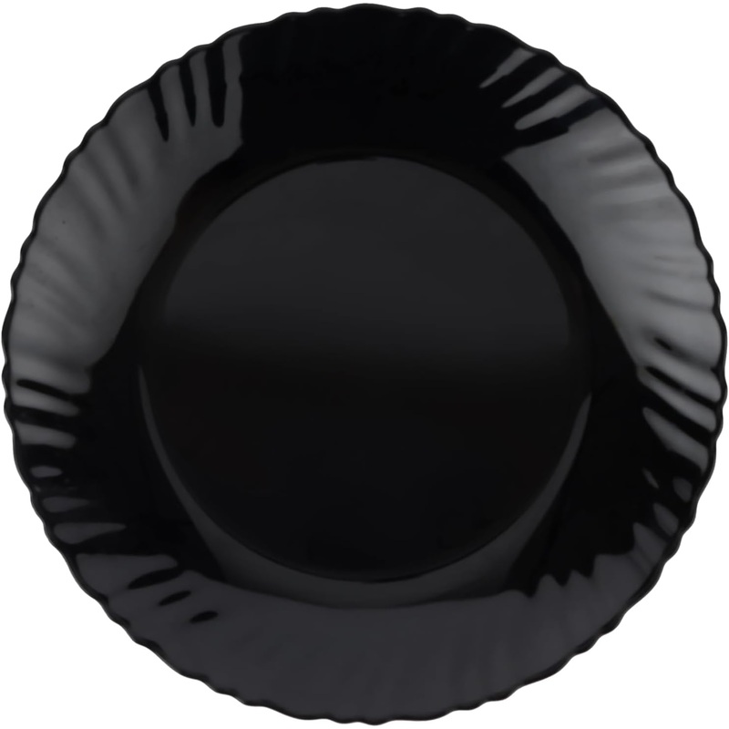 Royalford Opalware Dinner Plates RF11902 Reusable Flat Serving Plates Rice Plates, Dishwasher Safe, Microwave Safe Perfect for Dinner Dishes Healthy for kids & Adult, BPA free & Eco-Friendly Medium-19CM-Black
