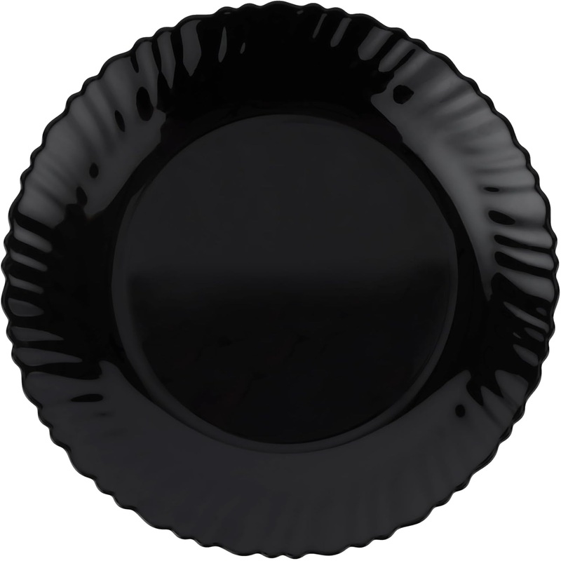 Royalford Opalware Dinner Plates RF11903 Serving Plates, Rice Plates, Entrees, Pasta, Gril, Fish, Steaks, Main Course Meals Dishwasher Safe, Microwave Safe Serverware-24CM-Black