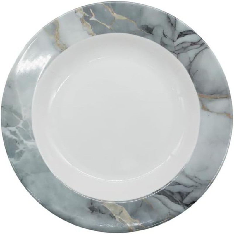 Servewell Marbo Melamine Round Soup Plate 23CM-White&Grey