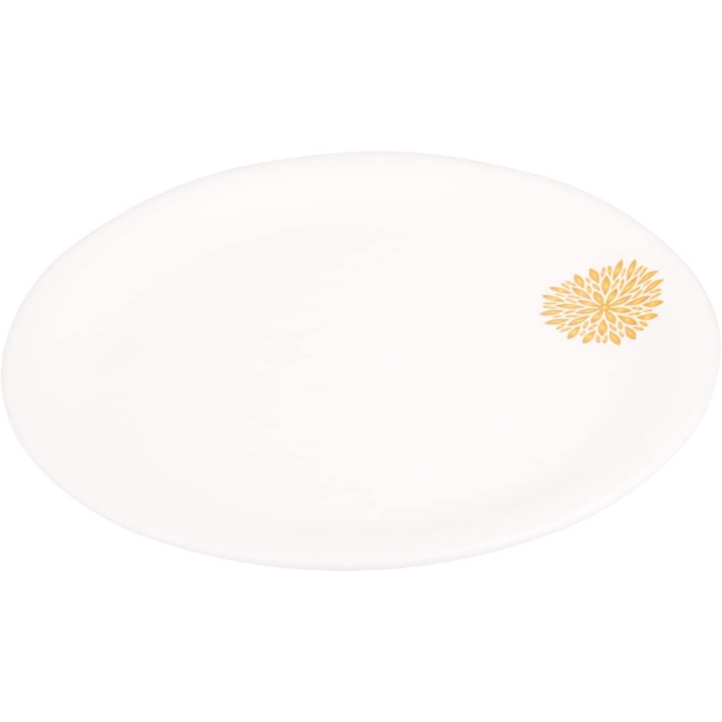 Servewell Melamine Round Dinner Plate Golden Leaves-28CM-White&Golden