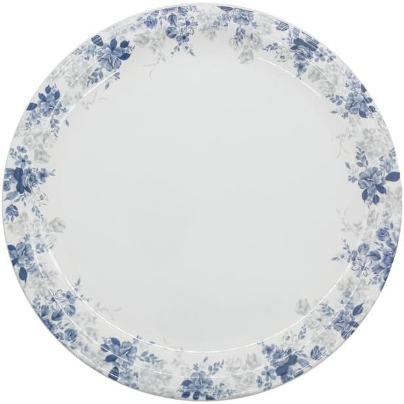 Servewell Melamine Round Dinner Serving Plate-28CM-White&Blue
