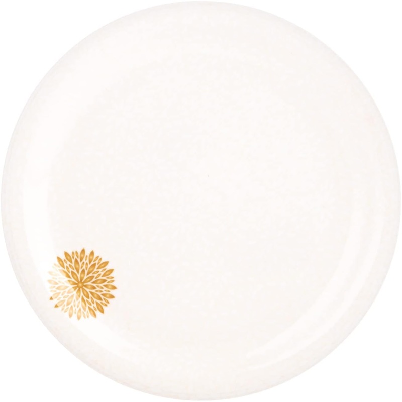 Servewell Melamine Round Small Plate Golden Leaves-19CM-White&Golden