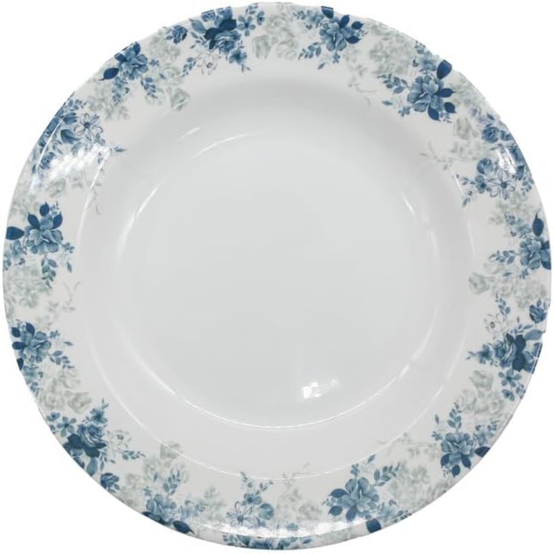 Servewell Melamine Round Soup Serving Plate-23CM-White&Blue