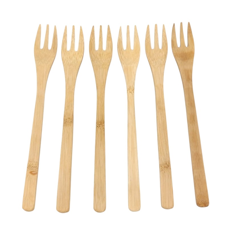 AKDC Bamboo Disposable Forks Biodegradable Flatware for Kids Birthdays, Weddings, Parties & Everyday Dining | Durable, Splinter-Free, and Compostable Utensils-Set Of 6Pcs-19cmX3cm