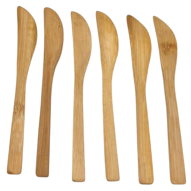 AKDC Bamboo Knife Dining Flatware Ideal for Kids Birthday Wedding & Party- Set Of 6Pcs-19cmX2.5cm