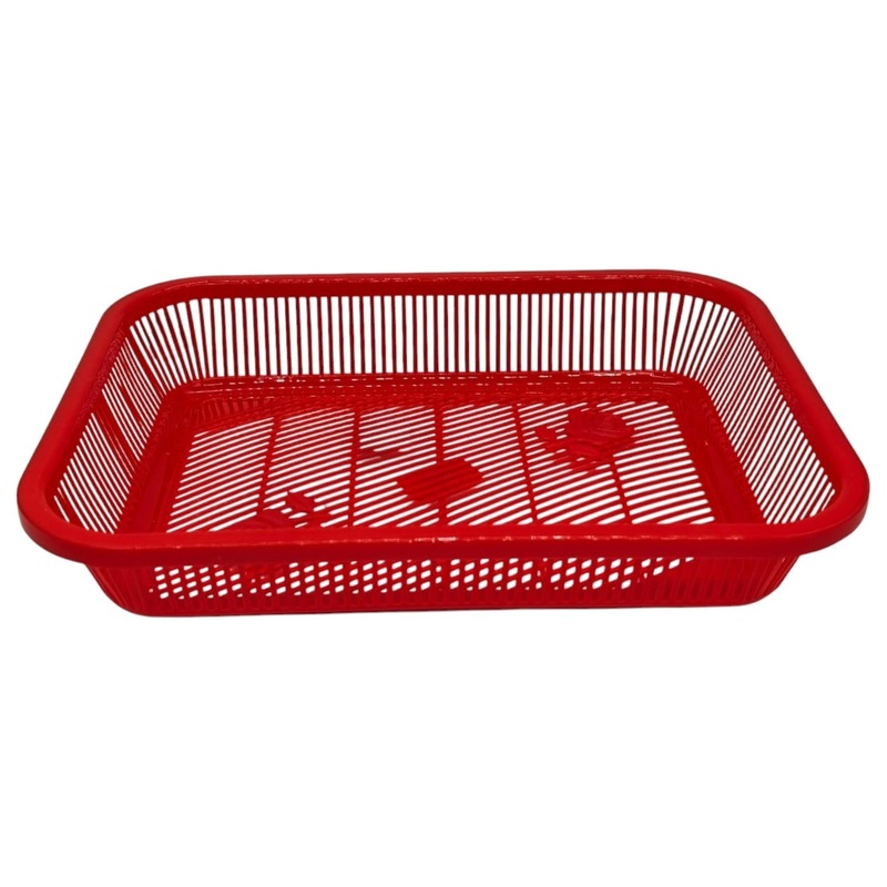 AKDC Plastic Fruit Tray Kitchen Counter Polypropylene Fruit Holder Modern-35cmX26cmX6cm-Red