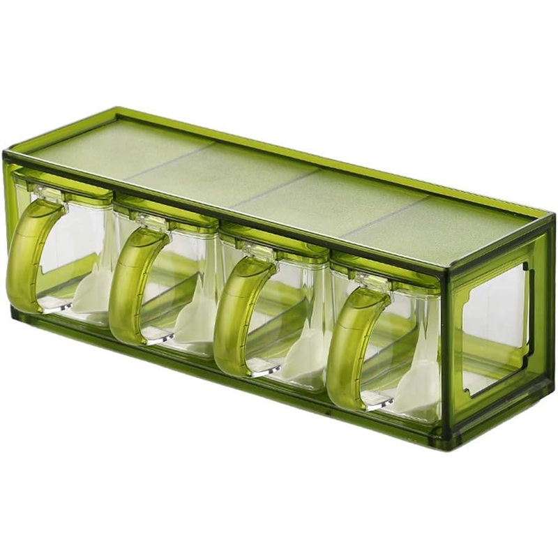 AKDC Seasoning Box/Container 4 Section, Green