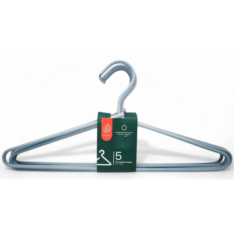 Al Kabayel Pu Leather Coated Wire Hangers  Set of 5 Grey