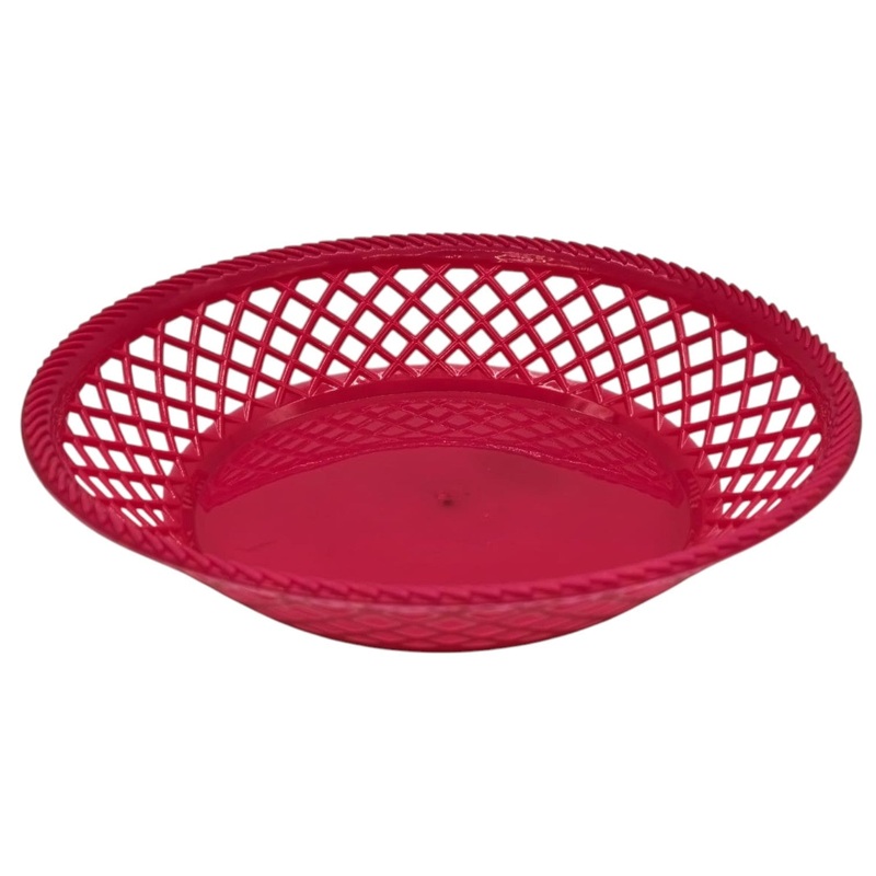 Exclusive Plastic Fruit Round Tray Kitchen Counter Polypropylene Fruit Holder Modern-28cmX5-MediumVioletRed