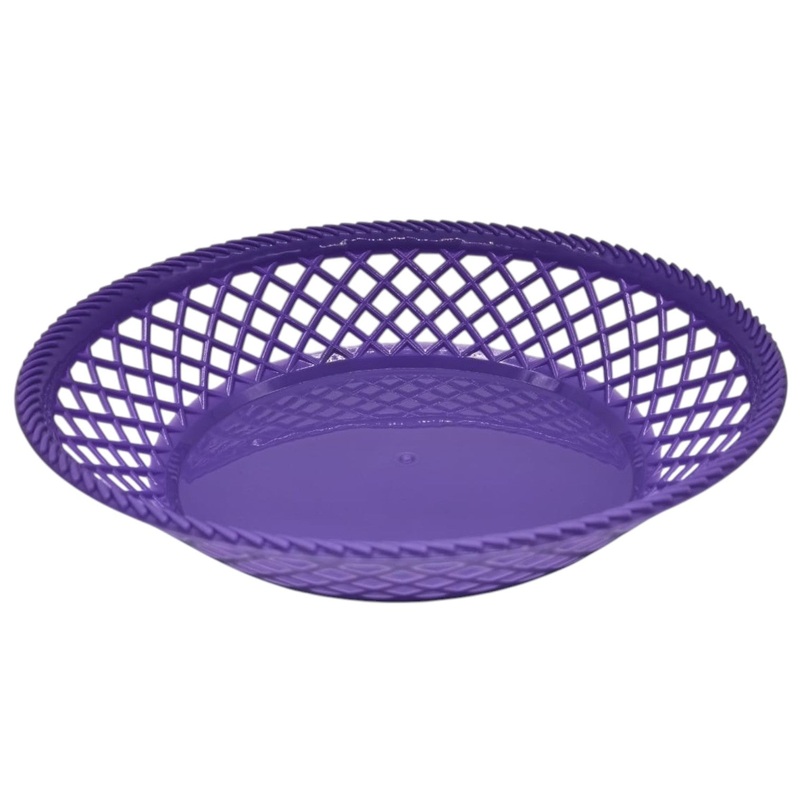 Exclusive Plastic Fruit Round Tray Kitchen Counter Polypropylene Fruit Holder Modern-28cmX5-Purple