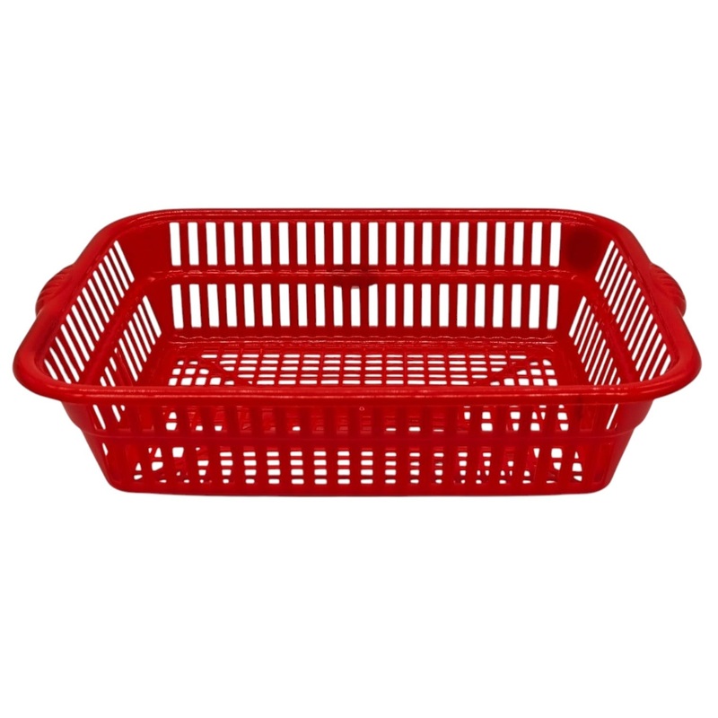 Exclusive Plastic Fruit Tray Kitchen Counter Polypropylene Fruit Holder Modern-30cmX21cmX8cm-Red