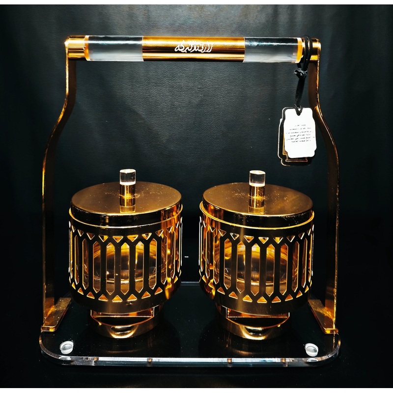 Fursan 2Pcs Candpot With Holder 30Cm Gold