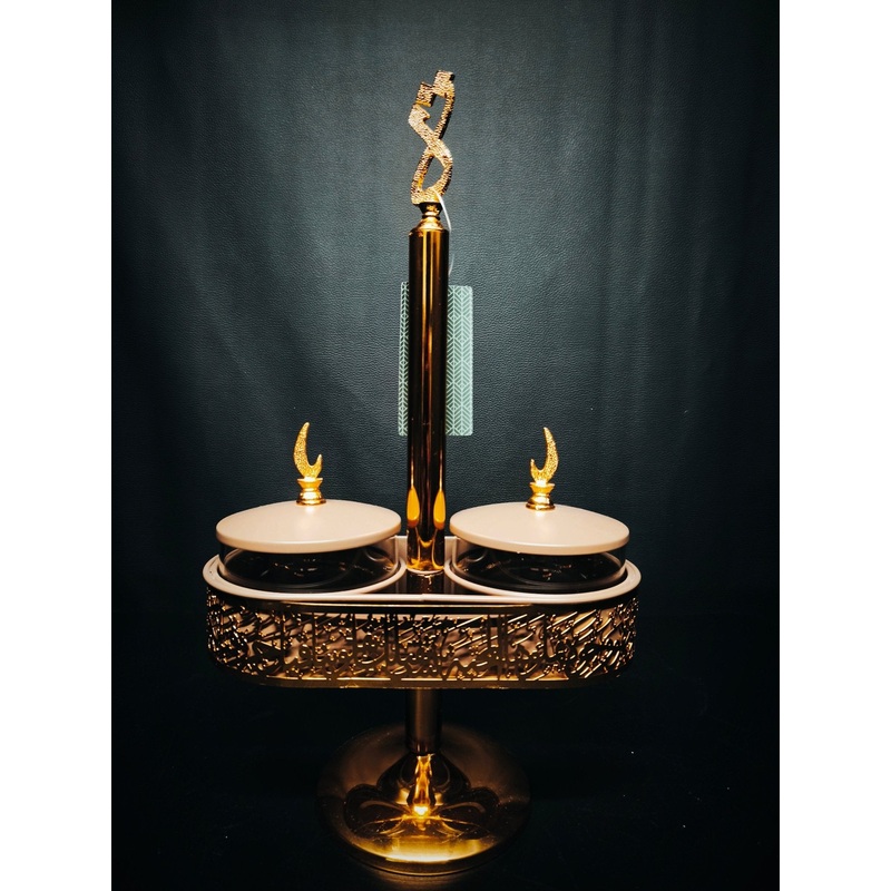 Joud Candy Bowl 2Pcs Cream Color With Golden Stand
