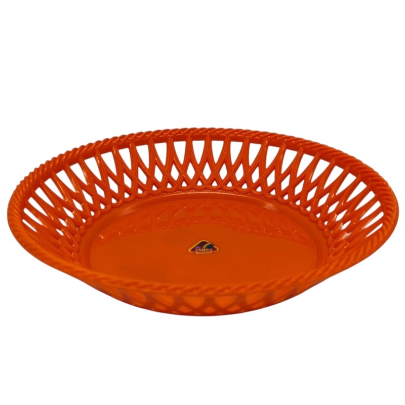Plastic Fruit Round Tray Kitchen Counter Polypropylene Fruit Holder Modern-23cmX5-Red