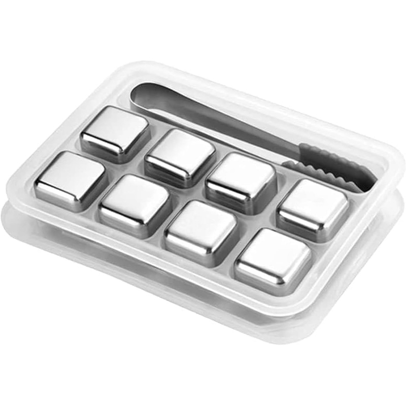 SUS304 Stainless Steel Ice Cubes 8pcs, Include 1pc Ice Clip