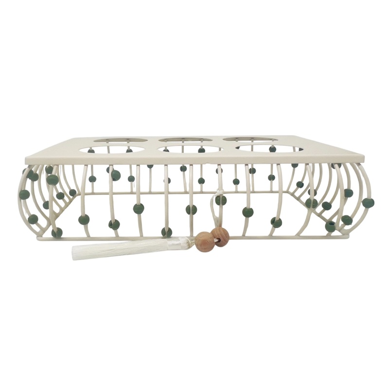 AKDC Rectangular Metal Cup Holder  27cm*15cm*7cm, Ivory