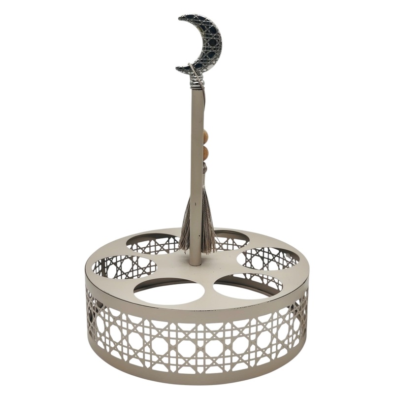 AKDC Round Metal Cup Holder(6 Cup Holding) 19cm, Beige