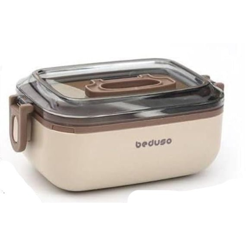 Beduso Lunch Box 1000ml, Stainless Steel Inner Tank, Sealed Snap-On Design, Beige