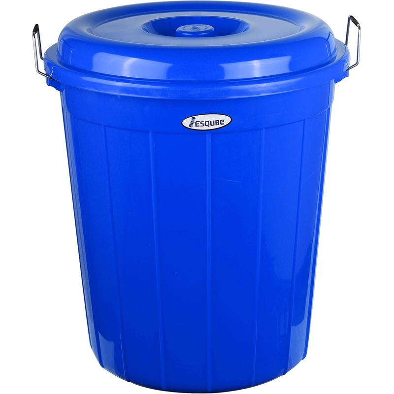 Esqube Plastic Drum Bucket With Lid-50Liter-Blue