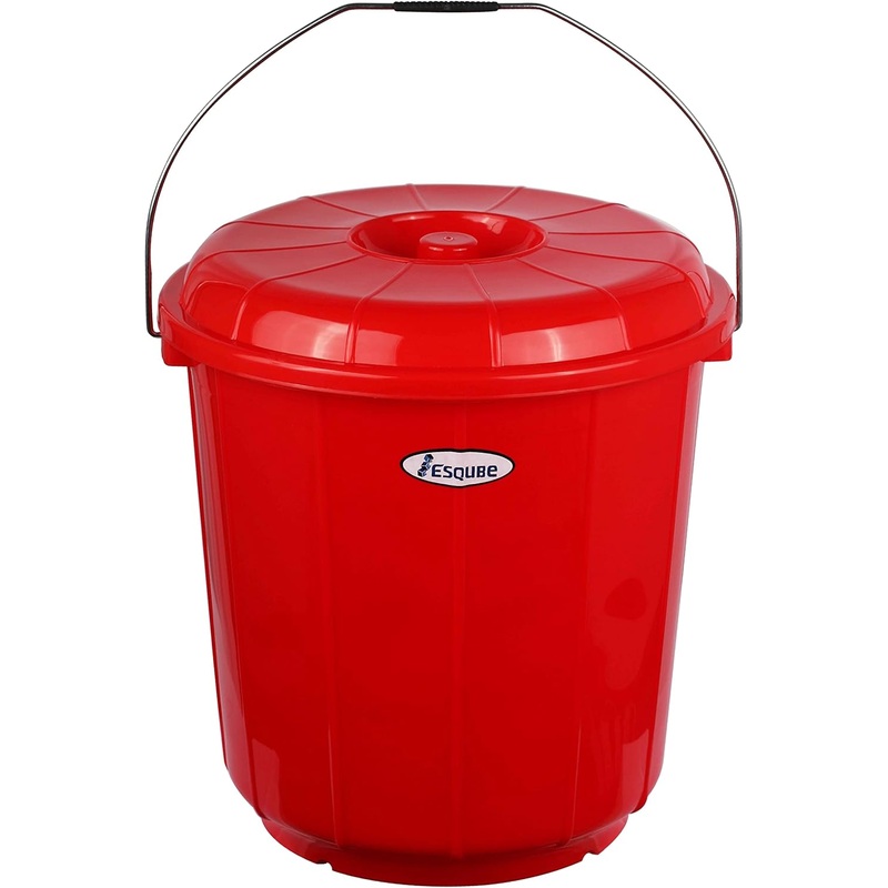 Esqube Plastic Oasis Bucket With Lid-15Liter-Red