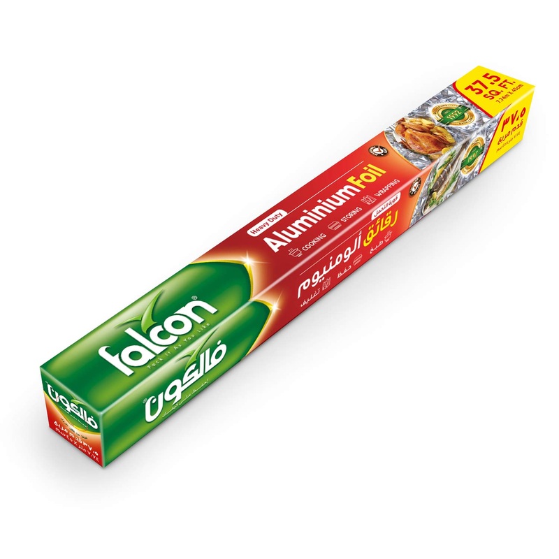 Falcon Heavy Duty Aluminium Foil 7.74m*45cm, 37.5sq.ft, Cooking-Storing-Wrapping