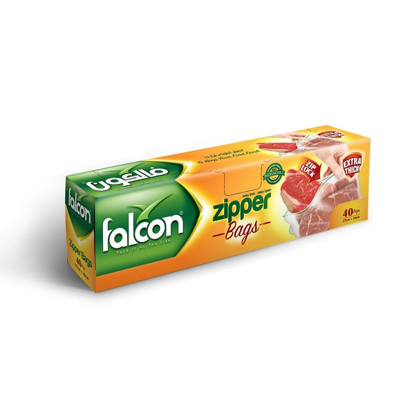 Falcon Zipper Bags 27cm*30cm, 40 Bags, Extra Thick, Easy Lock&Open