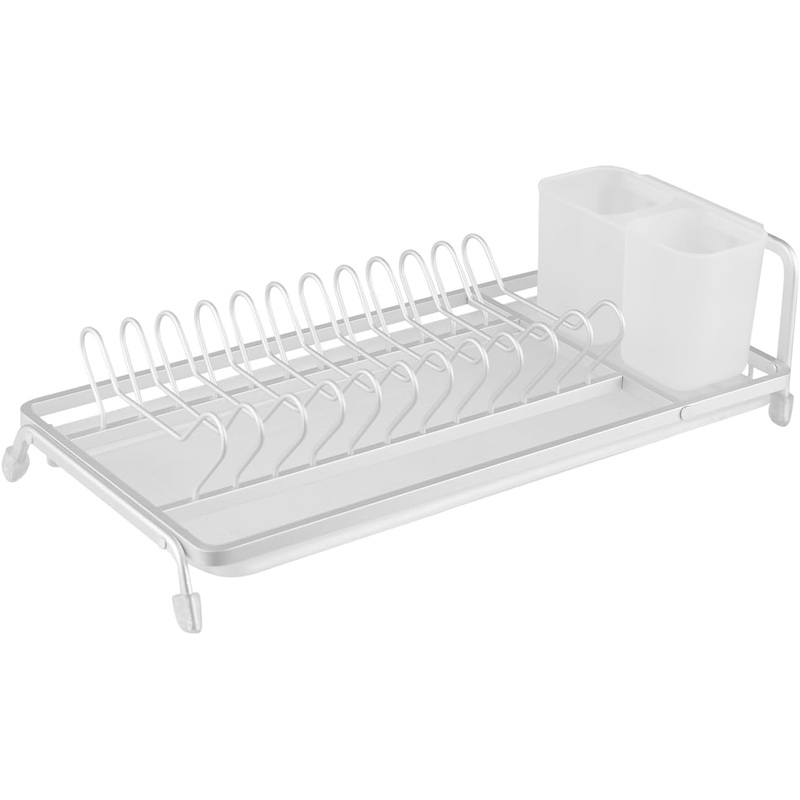 Royalford 11 Plates Aluminum Dish Racks RF12279 Cup Holder Dish Drainer Board Space Saving Kitchen Organizer Dish Drying Rack Countertop Kitchen Utensils Easy Installation-22.5cm45cmX12.5cm