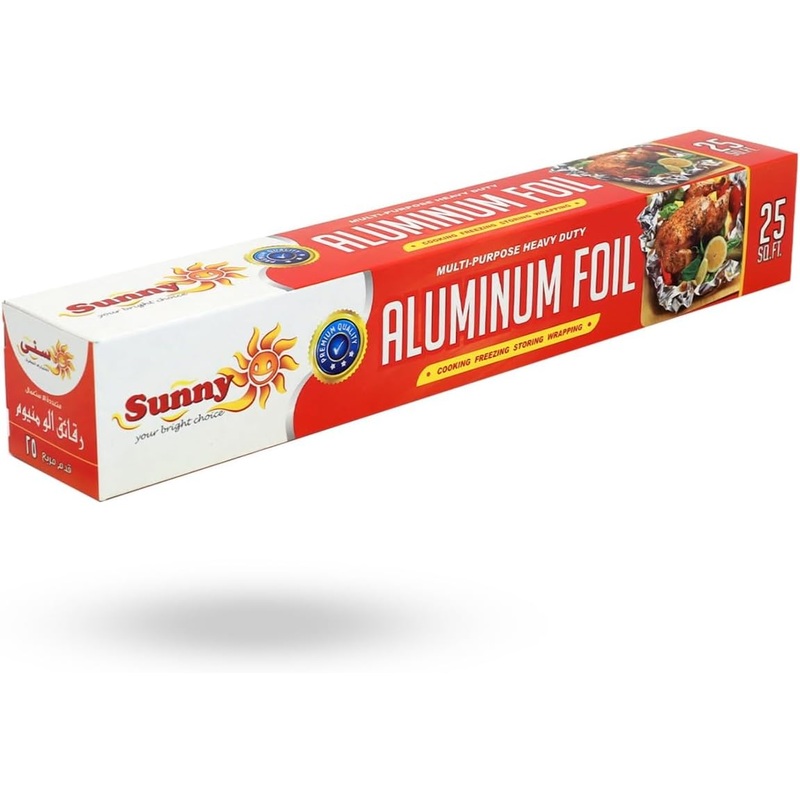 Sunny Multi-Purpose Heavy Duty Aluminium Foil 30cm Width, 25sq.ft, Cooking-Storing-Wrapping