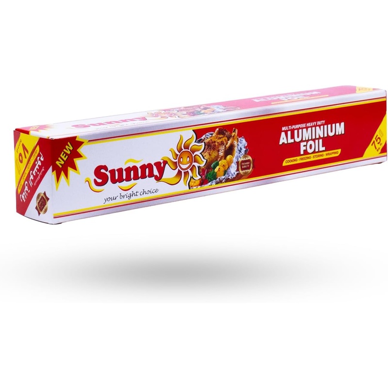 Sunny Multi-Purpose Heavy Duty Aluminium Foil 30cm Width, 75sq.ft, Cooking-Storing-Wrapping