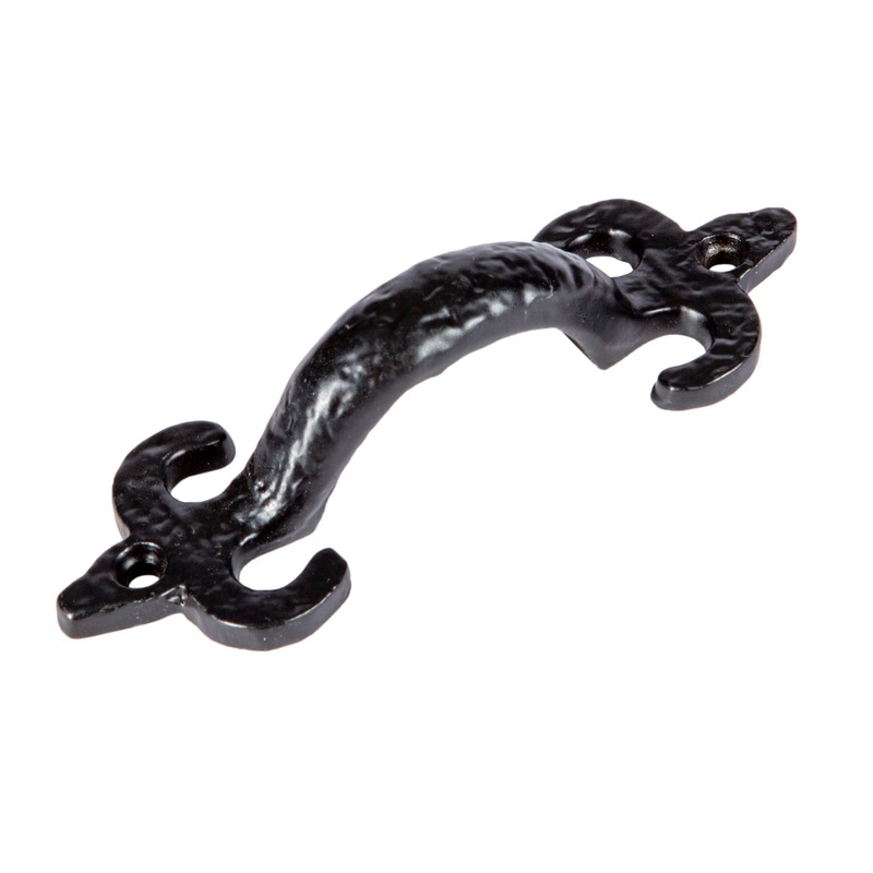 105mm Black Antique Fleur De Lis Door Handle