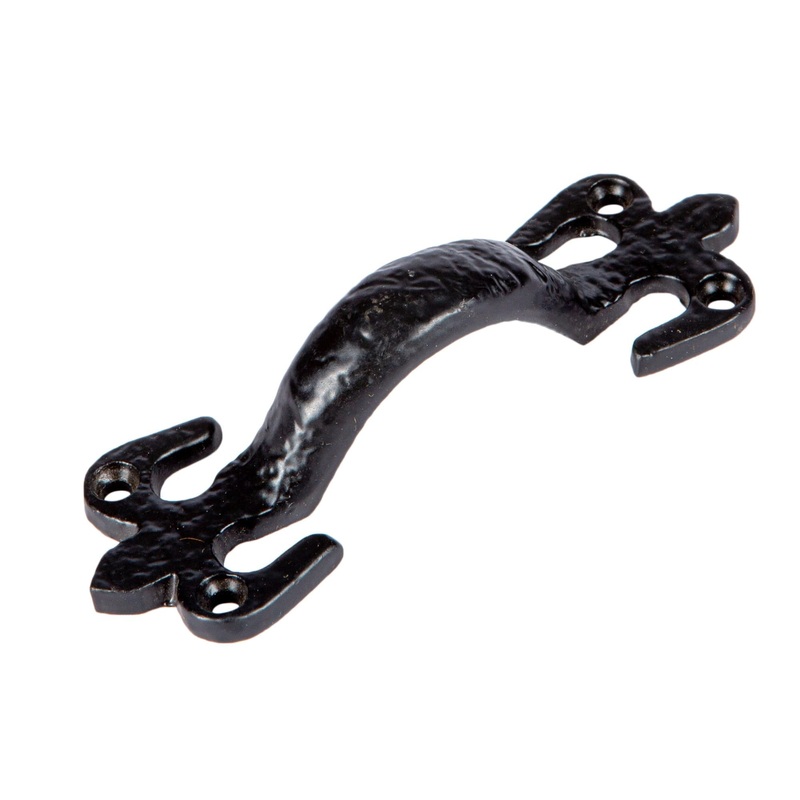 105mm Black Rustic Fleur De Lis Door Handle