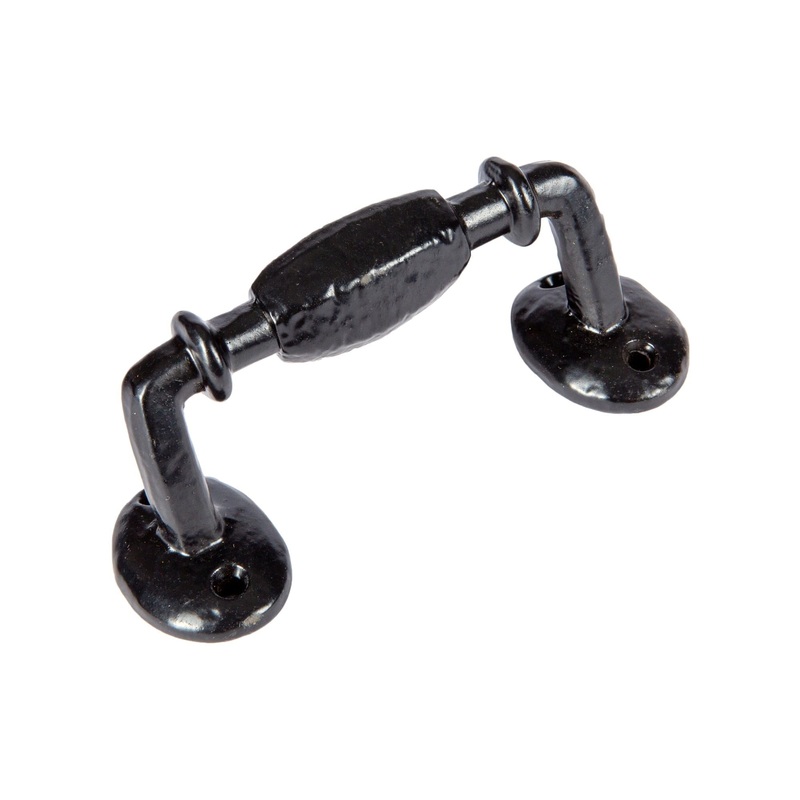 115mm Black Offset Wrought Iron Door Handle