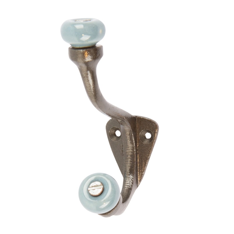 30mm x 105mm Grey Ceramic Ball Hat & Coat Hook