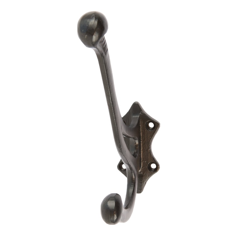35mm x 150mm Black Leaf Backed Hat & Coat Hook