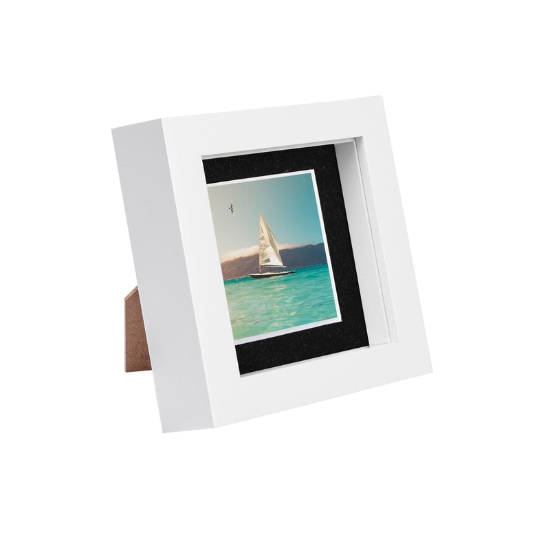 4" x 4" White 3D Box Photo Frame with 2" x 2" Mount
