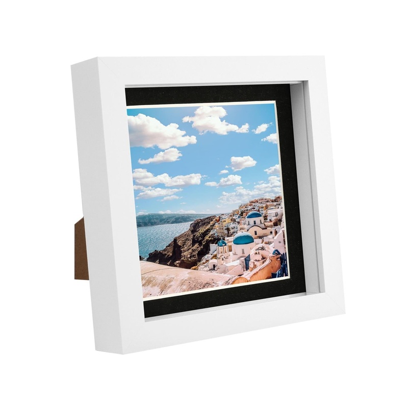 6" x 6" White 3D Box Photo Frame with 4" x 4" Mount