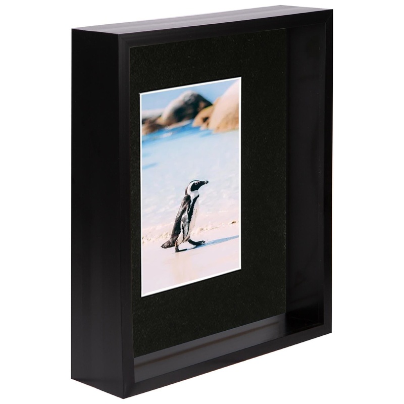 8" x 10" Black 3D Deep Box Photo Frame - with 4" x 6" Mount