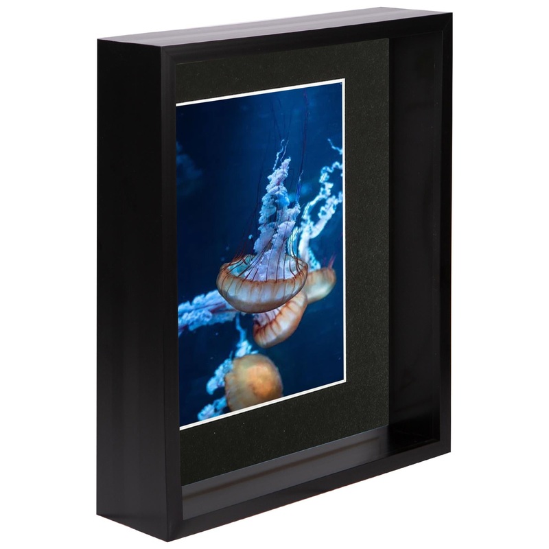 8" x 10" Black 3D Deep Box Photo Frame - with 5" x 7" Mount