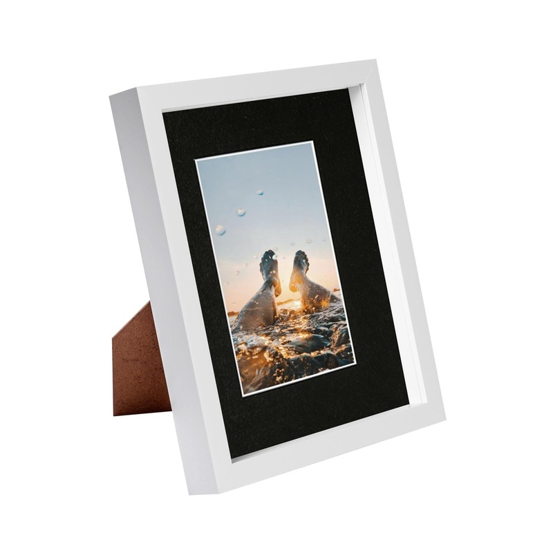 8" x 10" White 3D Box Photo Frame with 4" x 6" Mount