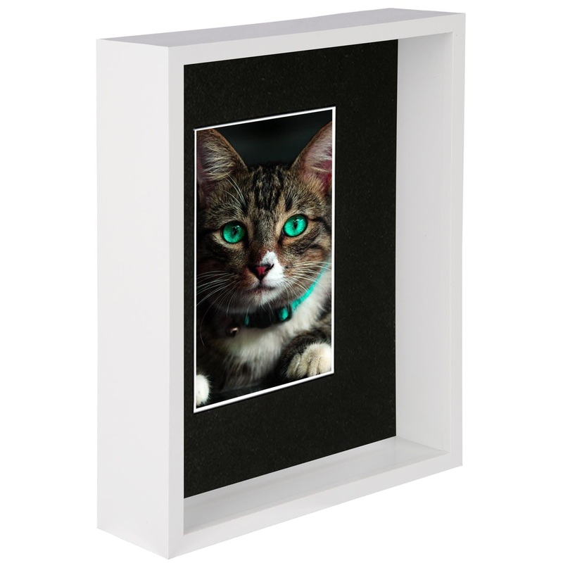 8" x 10" White 3D Deep Box Photo Frame - with 4" x 6" Mount