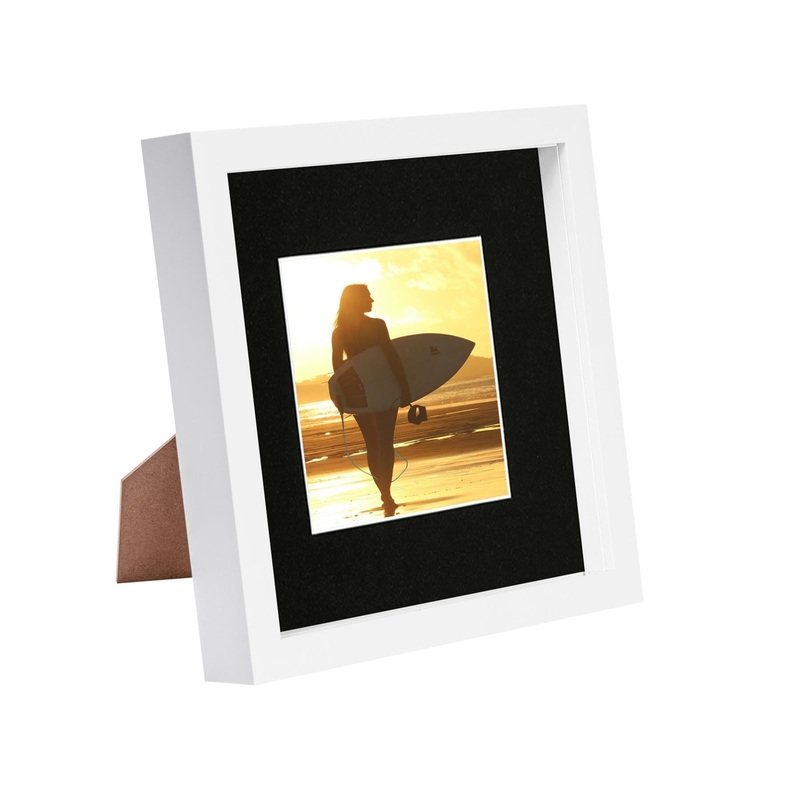 8" x 8" White 3D Box Photo Frame with 4" x 4" Mount