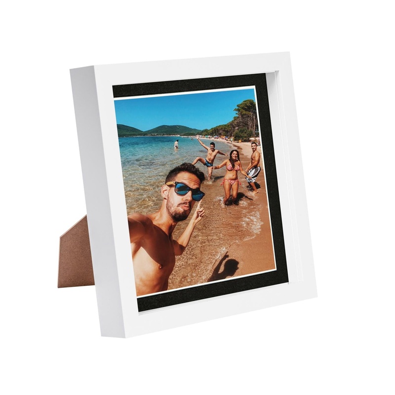 8" x 8" White 3D Box Photo Frame with 6" x 6" Mount