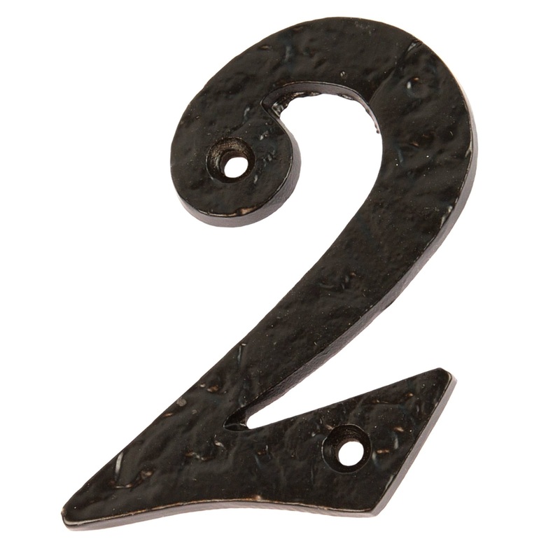 80mm Black Rustic Iron House Number 2
